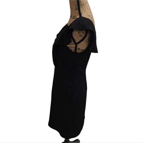 LOFT Dress Size 0 Black Short Flutter Sleeve Career Church Washable - Picture 8 of 11